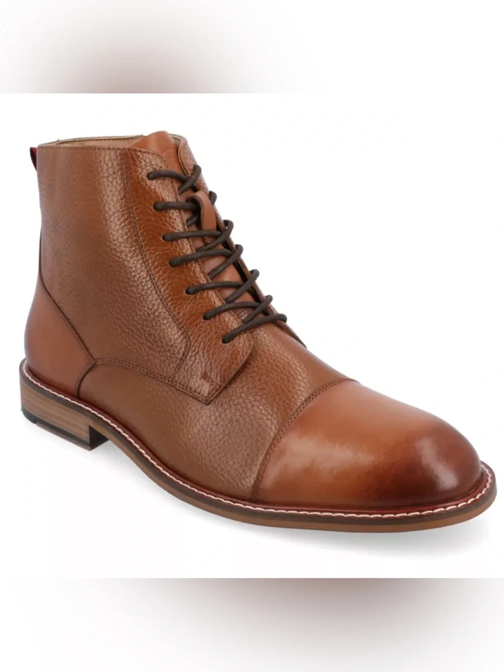 Thomas and Vine Jagger Cap Toe Ankle Boots In Cognac Leather Men’s Size 9M New